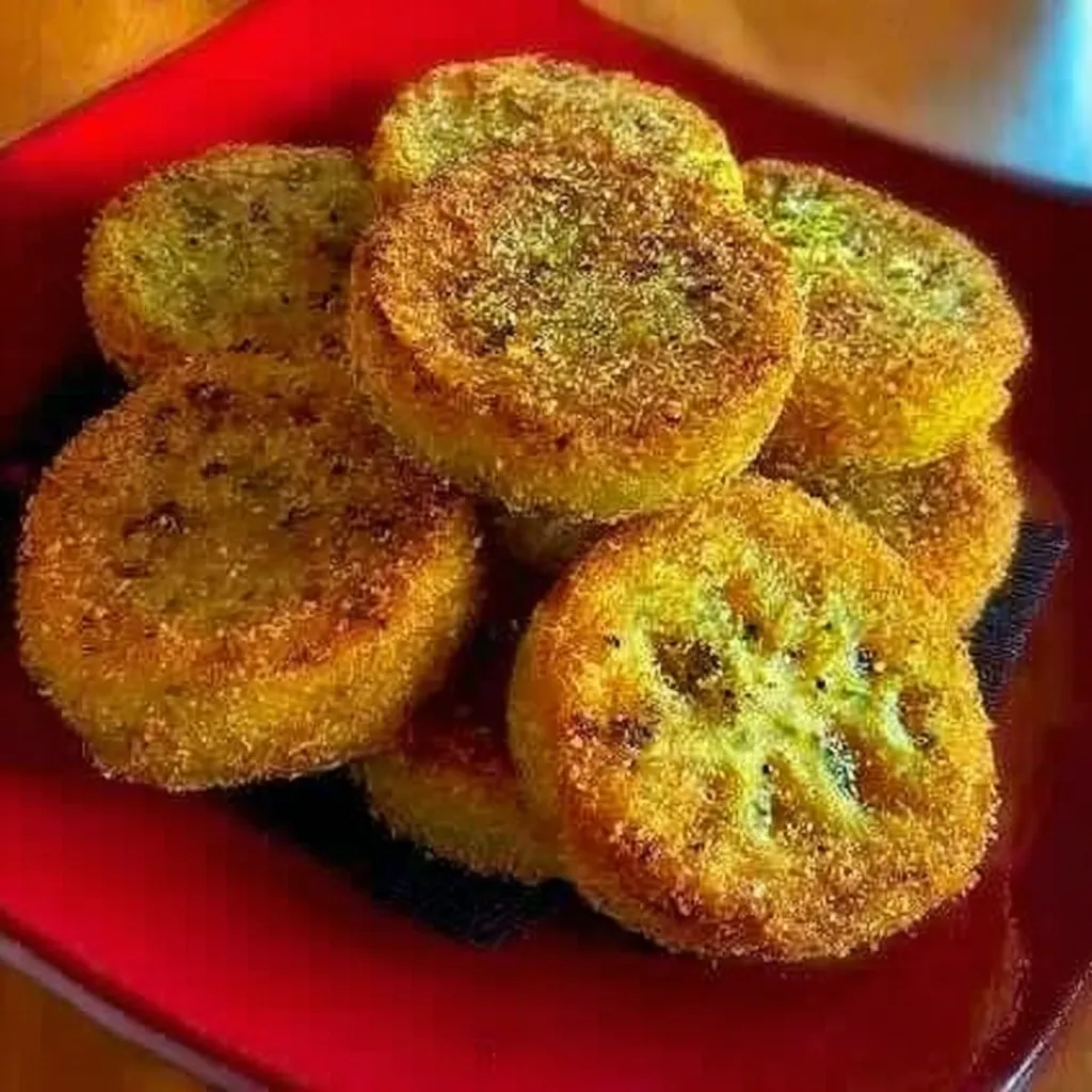 A plate of fried food.