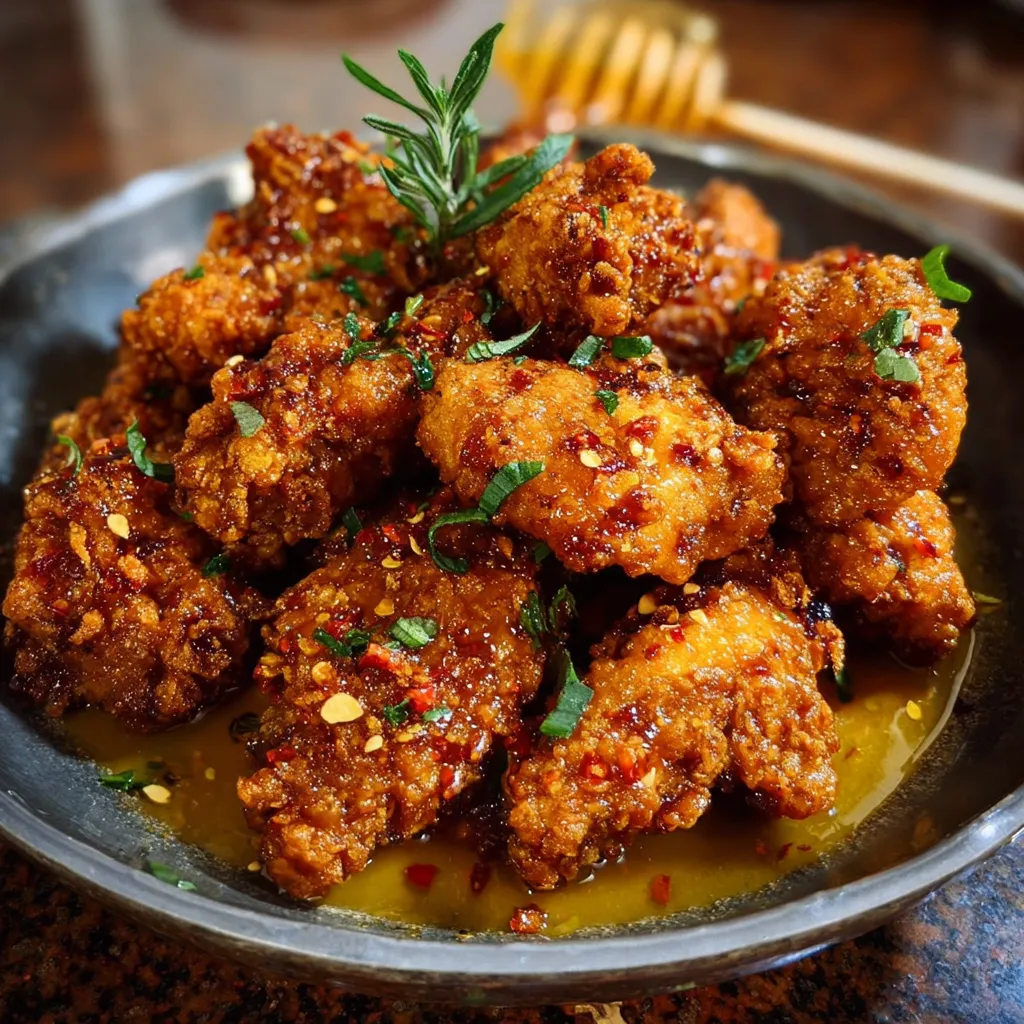 A bowl of chicken with peppers and herbs.