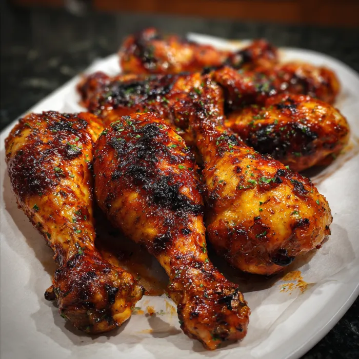 Chicken wings on a white plate.