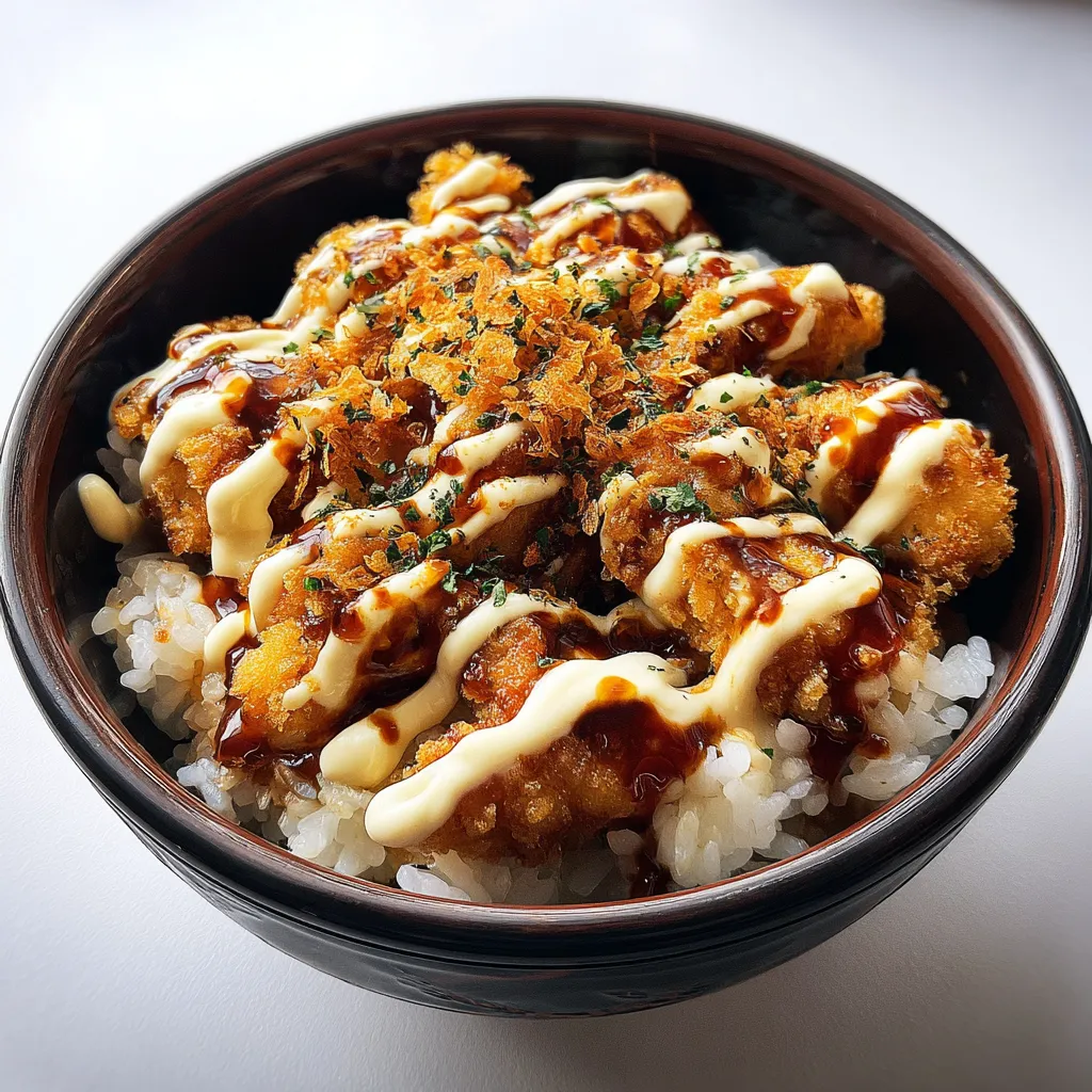 A bowl of food with sauce on top.