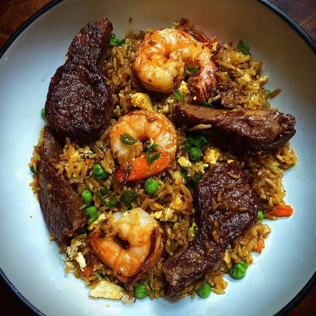 A bowl of shrimp and rice.