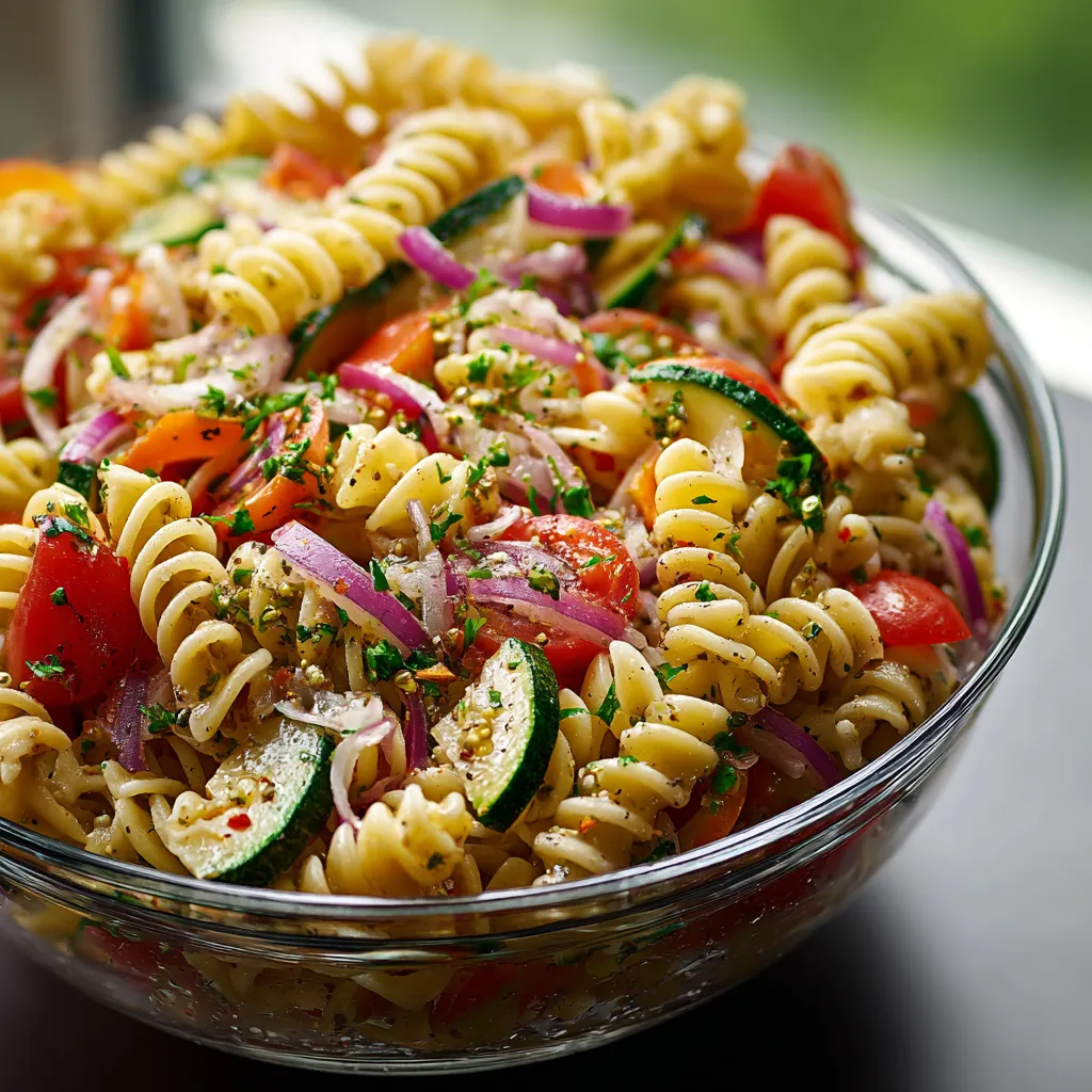 A bowl of pasta with vegetables.
