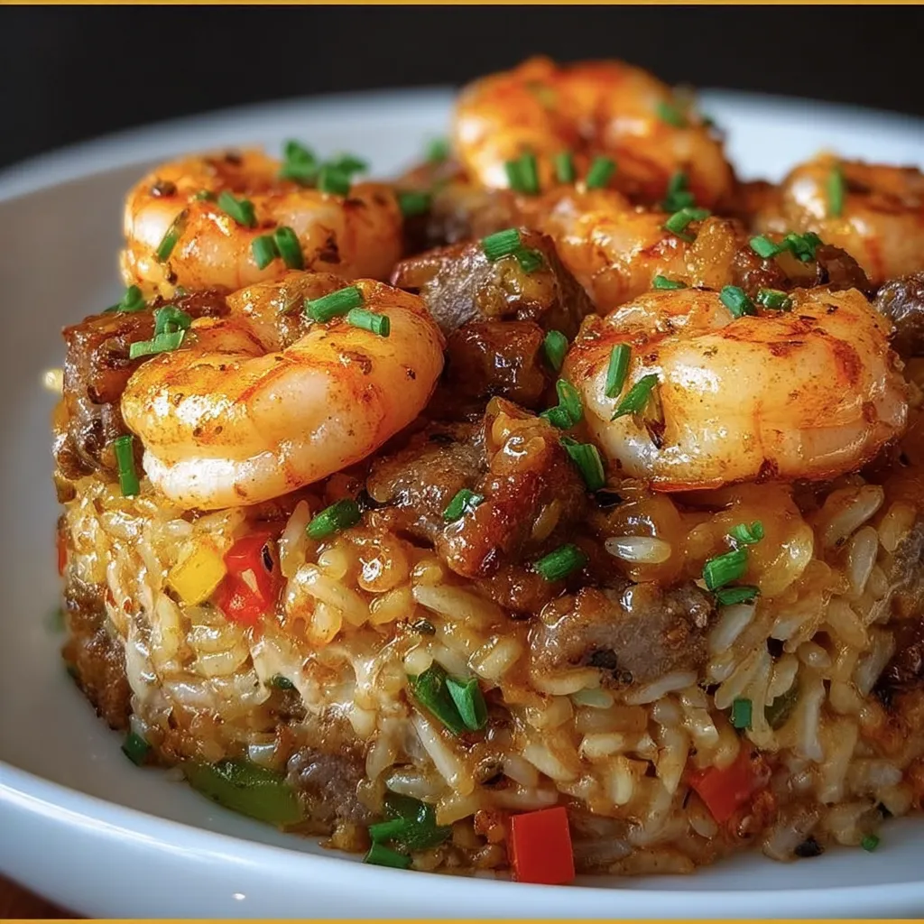 A plate of shrimp and rice.