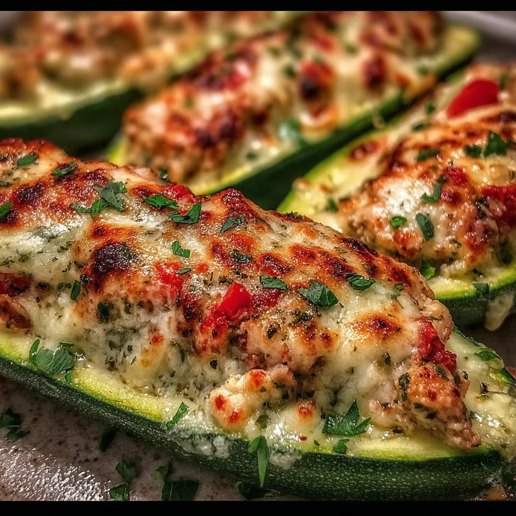A plate of food with a zucchini and chicken.