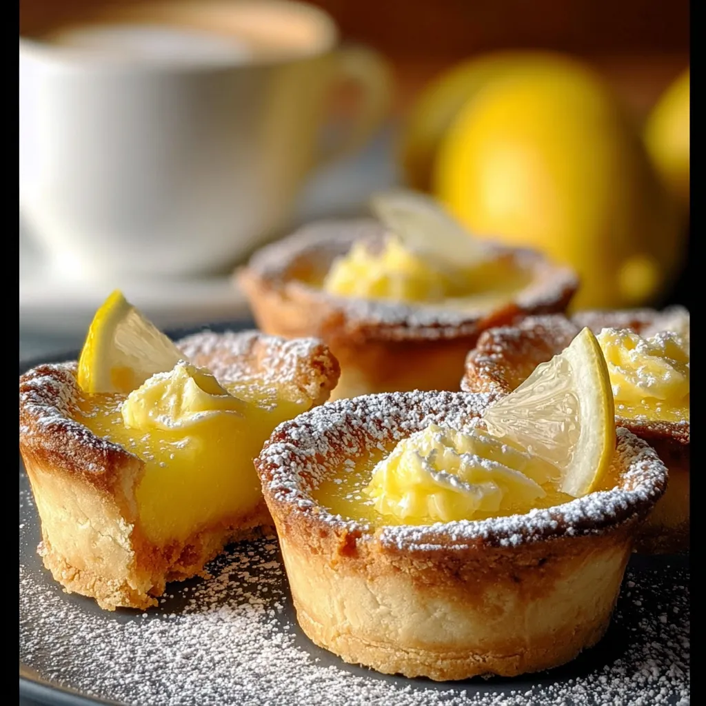 A plate of lemon desserts with powdered sugar.