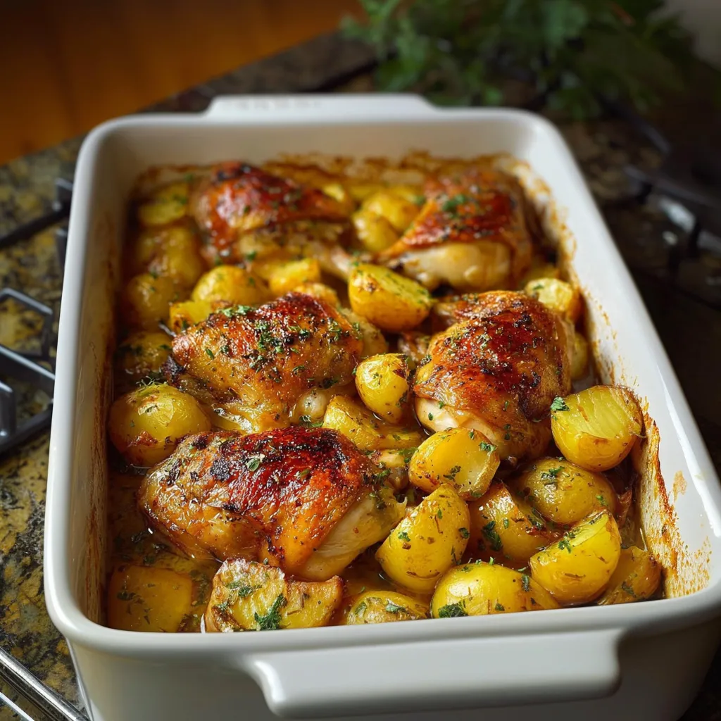 A white bowl filled with chicken and potatoes.