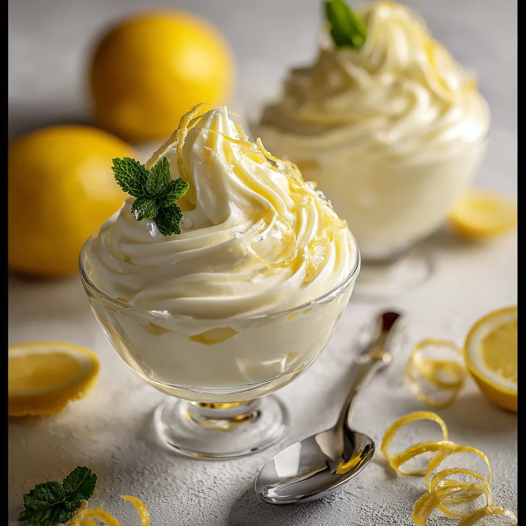 A bowl of lemon cream with a spoon.