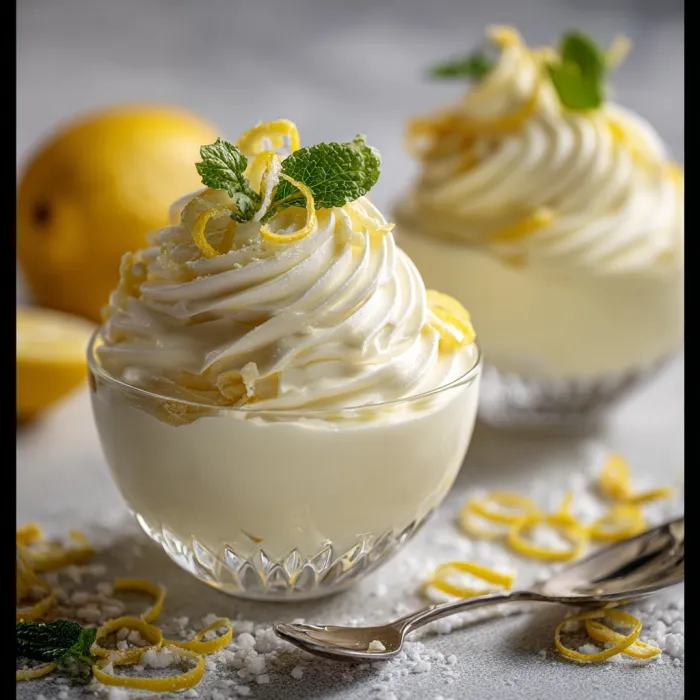 Two desserts with lemon and mint.