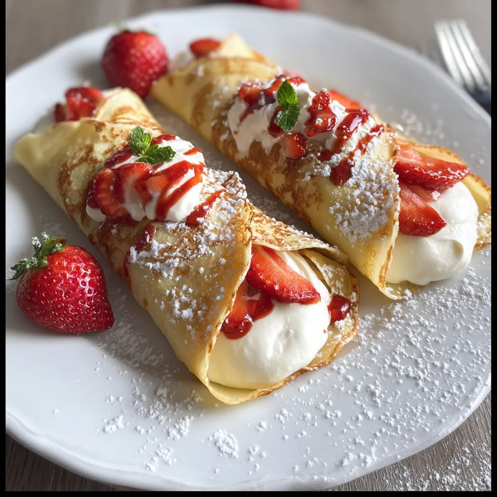 A plate of food with strawberries and whipped cream.