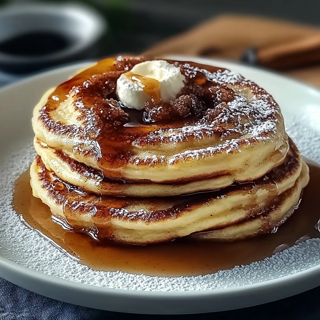 A stack of pancakes with syrup on top.