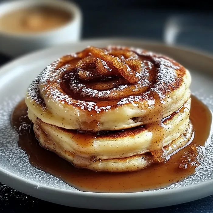 A stack of pancakes with syrup on top.