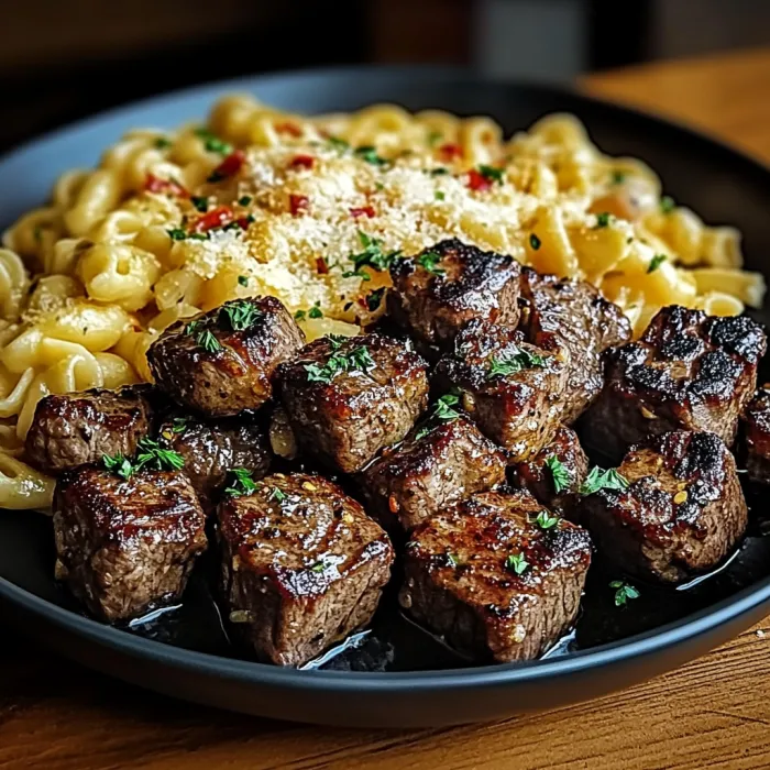 A plate of food with meat and pasta.