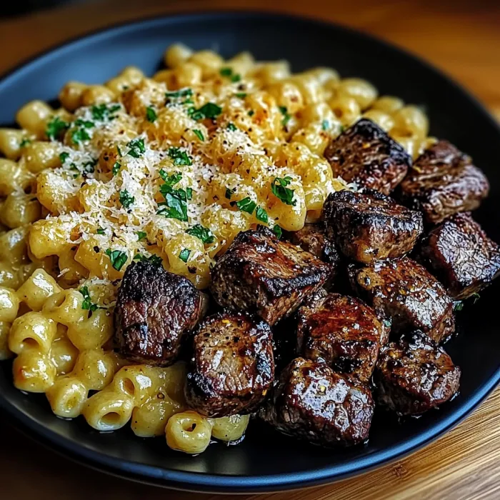 A plate of food with macaroni and meat.