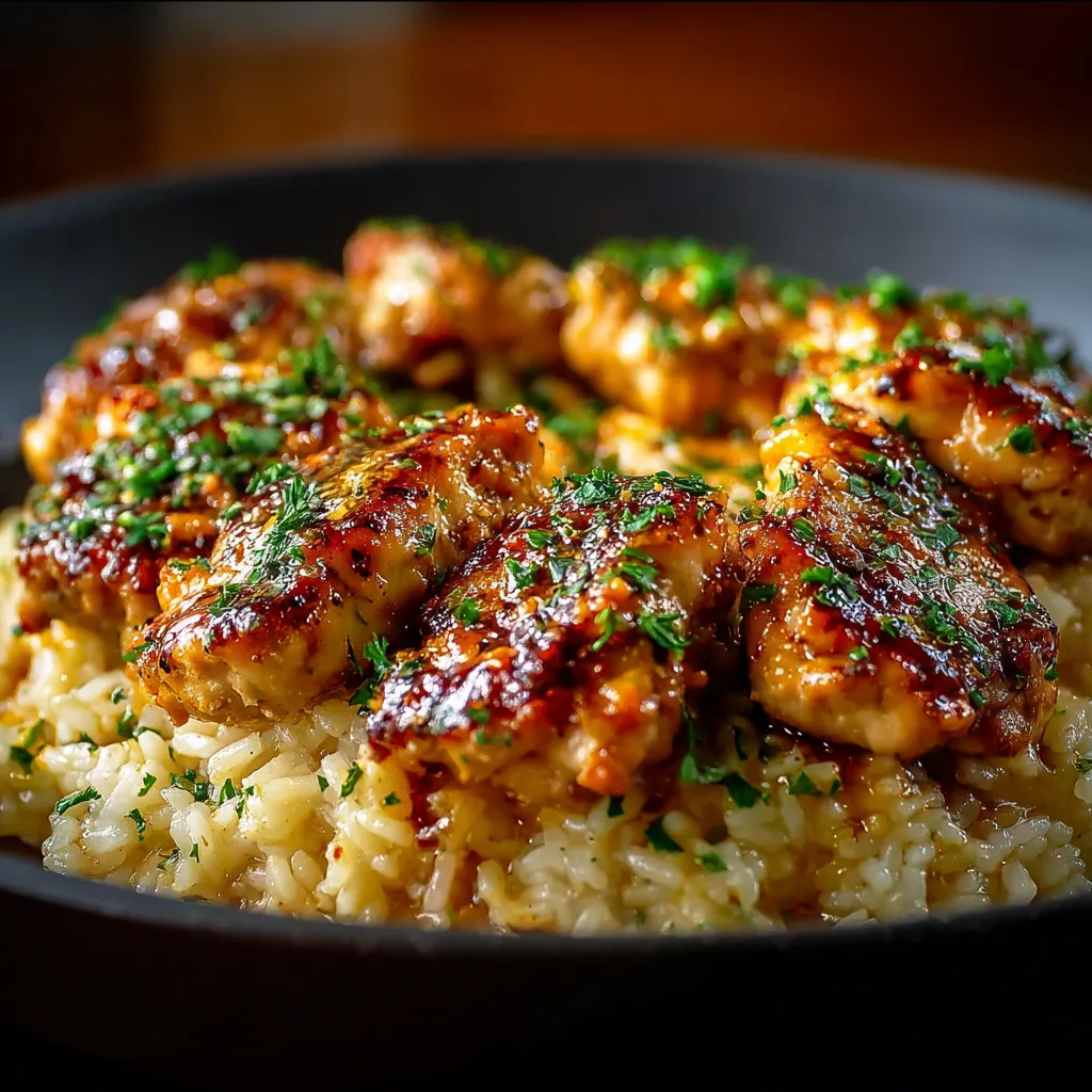 A plate of food with rice and meat.