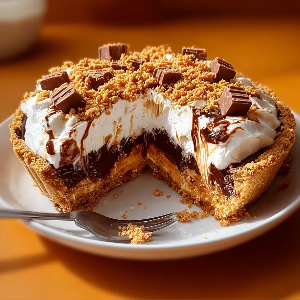 A slice of pie with chocolate and caramel toppings.