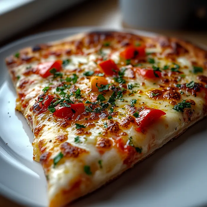 A slice of pizza with tomatoes and cheese.