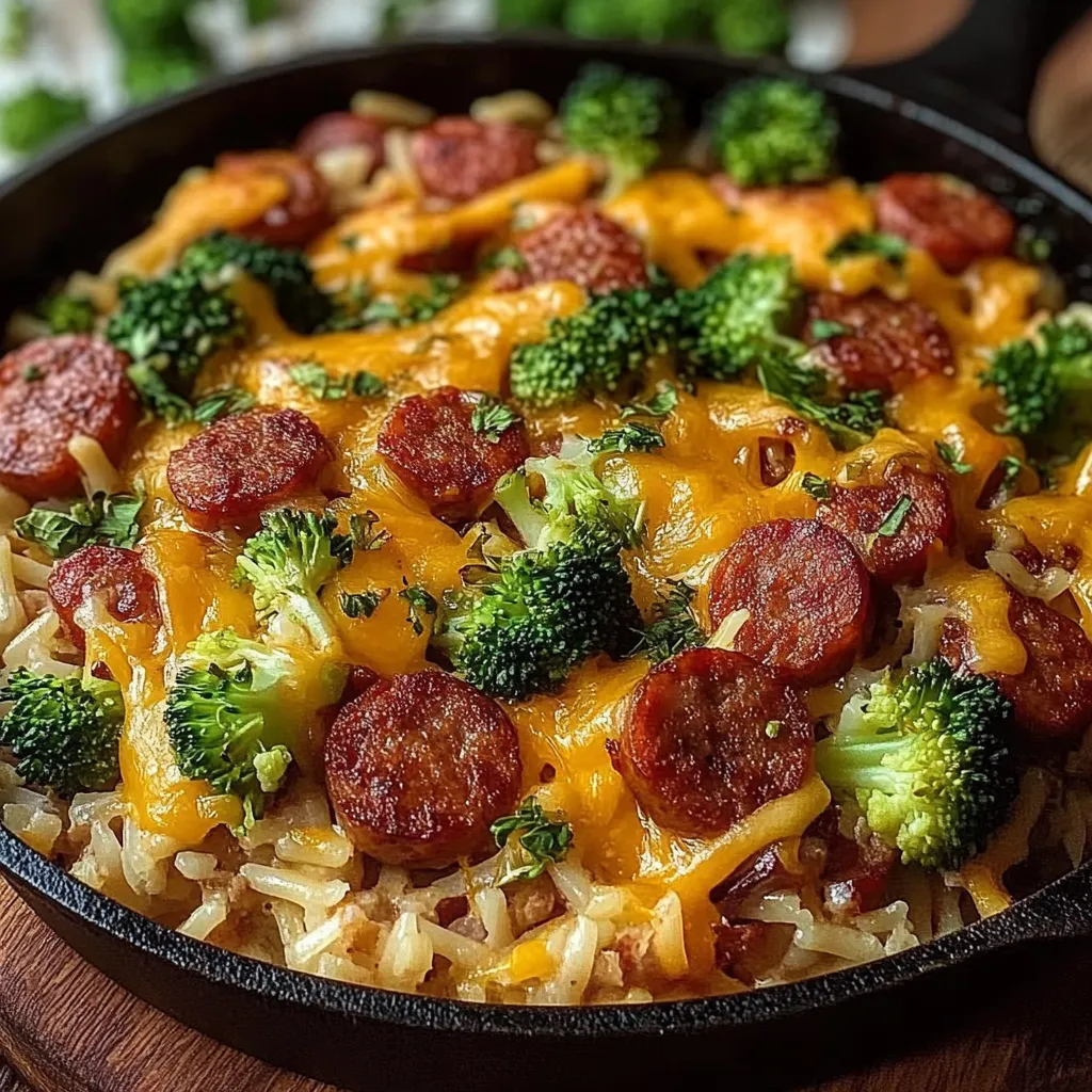 A delicious meal of pasta, broccoli, and sausage.