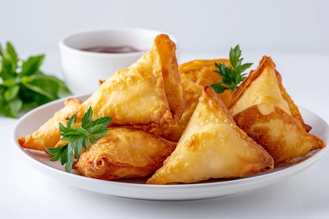 A plate of food with a bowl of sauce.