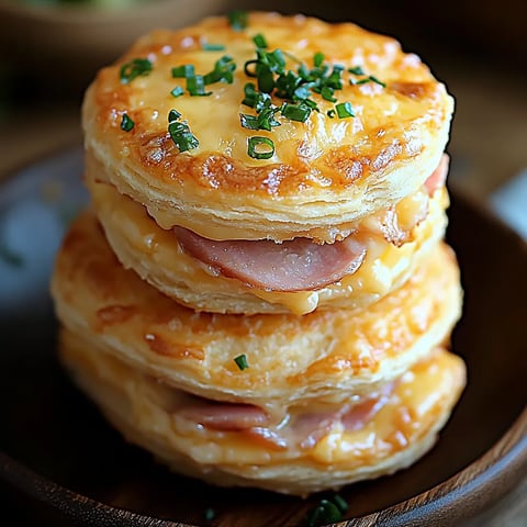 A stack of three sandwiches with cheese and bacon.