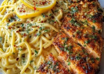 Spaghetti with Salmon, Garlic, Parmesan, and Lemon